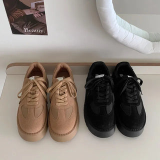 ◈4.5cm◈ Platform Sneakers German Army Platform Height-Increasing Sneakers Suede Brown Shoes
