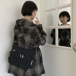 Peach check oversized hoodie