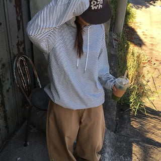 Over-string Striped Hoodie (
