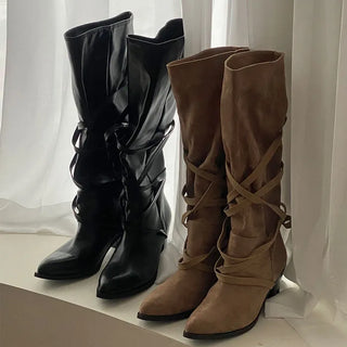 Chemisha Lace-up Mid-calf Boots [6CM]