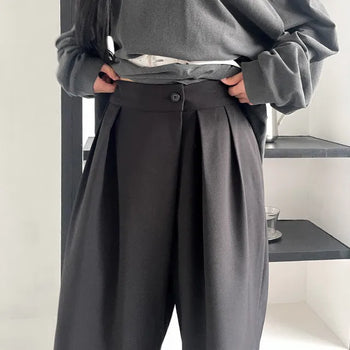 Bowl Pintuck Bermuda Wide Slacks