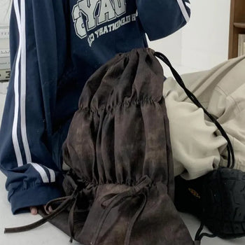 Ribbon Shirring Water-Dyed Gym Bag