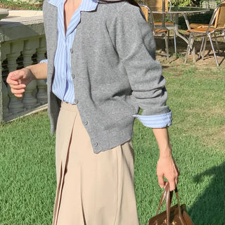 Spring Loose Fit V-Neck Knit Cardigan