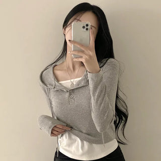 Slimming, Flowy Button Sleeveless Hooded T-shirt