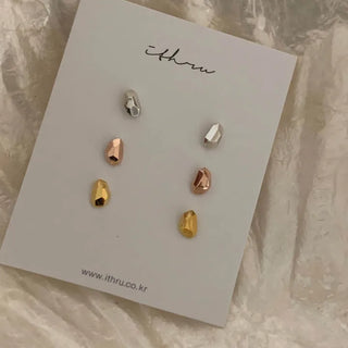 Mini Square Stud Ball Silver Earrings