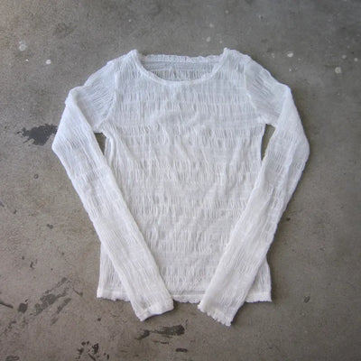 See-through Pleated T-shirt