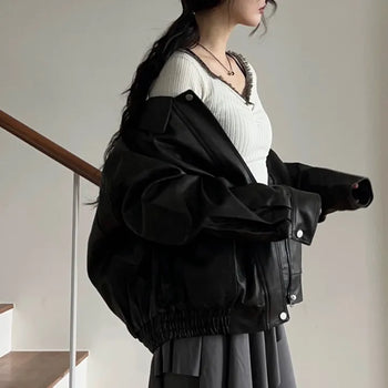 semi over leather jacket