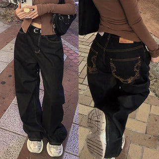 Terrinin back embroidered mid-high wide pants