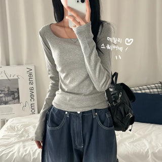 [New Autumn Arrival/Square ver] Basic Daily Slim Fit Inner Long Sleeve T-shirt (5 colors)