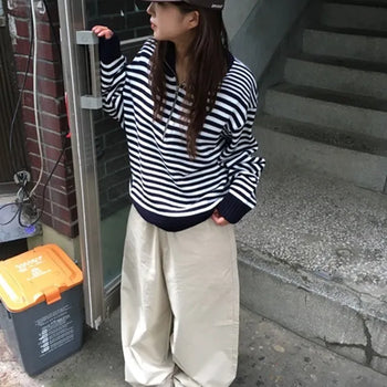 Bank Striped Half-Zip Knit
