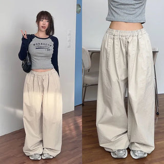 Drum-shaped elastic band wide pants