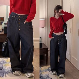 Curly Low Button Wide Pants