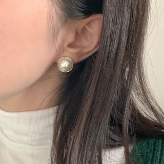 Classic Bold Pearl Pendant Silver Earrings