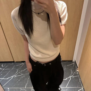 Holga mock neck short-sleeve knit