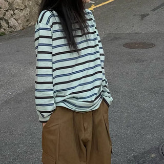 Oversized striped long-sleeve t-shirt