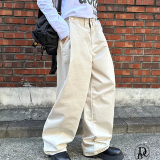 Alvo Two-Button Pintuck Wide Cotton Pants