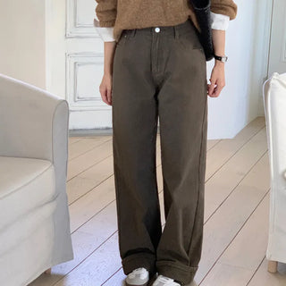 Autumn Brown Wide Cotton Pants