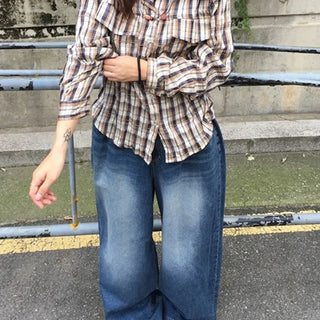 Side Button Wide Denim