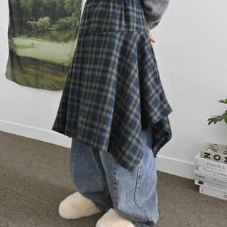 Hattan check asymmetrical skirt
