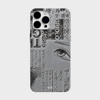 I Ani Black and White Newspaper Hard iPhone Case