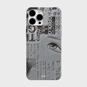 I Ani Black and White Newspaper Hard iPhone Case