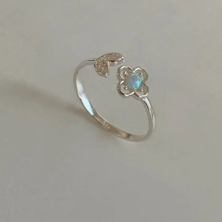 Opal Flower Open Ring