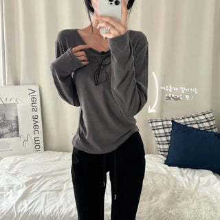 [Fleece-lined Version/Standard Fit] Basic Round Neck Long Sleeve Inner Tee for Autumn/Winter (5 colors)