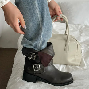 FOLD Velcro mid-calf boots