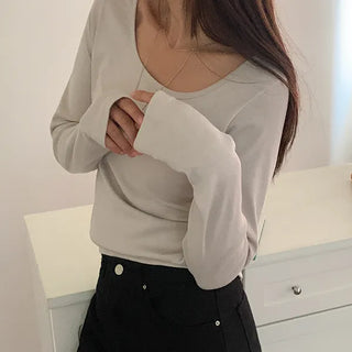 Poise Delicate Fit Basic Round Long Sleeve T-shirt
