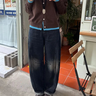 Dart Deep Wash Balloon Wide Denim Pants 1 color