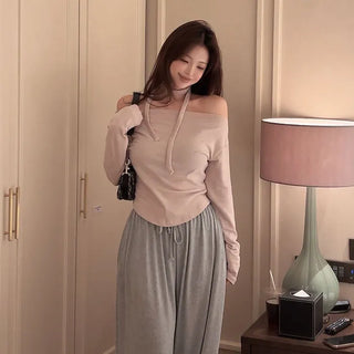 Shikirin Boat Neck Muffler T-shirt [Angora 3%]