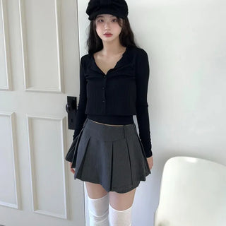 mini check pleats skirt