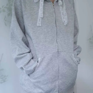 Petit check zip-up hoodie