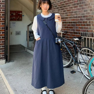Maki round collar long dress