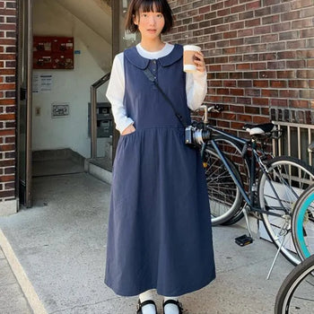 Maki round collar long dress