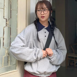 Bellow collar color-block sweatshirt