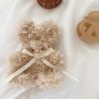 Hairy Ribbon Doll Keyring  Bag Keyring Ribbon Teddy Bear Poodle Puppy Cat Keyring Handmade Doll Keyholder Bag Decor
