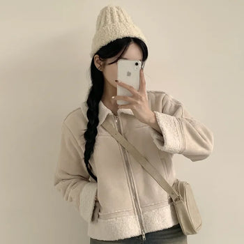 A timeless sheepskin suede two-way shearling jacket you can wear every year