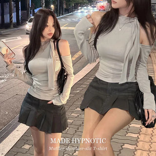 [MADE: In-house Production] Scarf Shoulder Cutout T-shirt
