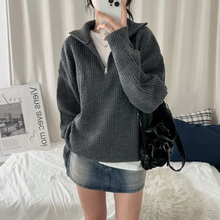 [Oversized/Delicate] Turtleneck Daily Knit Half-Zip (5 colors)