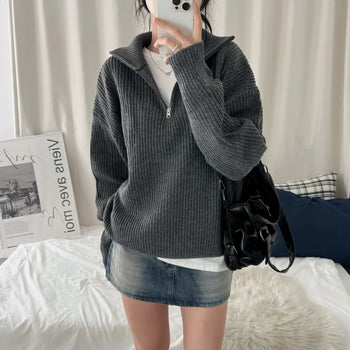 [Oversized/Delicate] Turtleneck Daily Knit Half-Zip (5 colors)