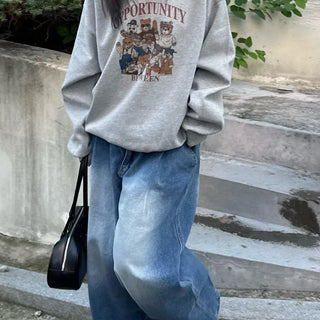 Wide banded pintuck balloon medium blue denim pants