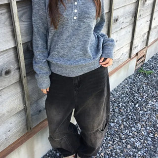 Button Collar Half Knit