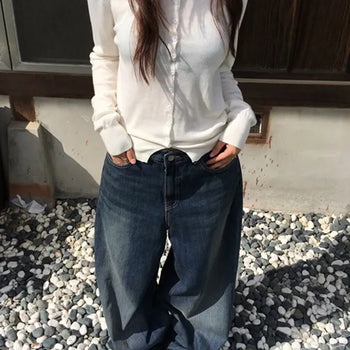 Wool Button Turtleneck Knit
