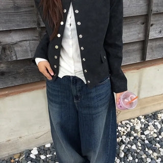 Pig Leather Collarless Jacket