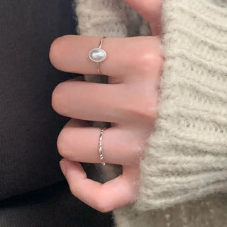 Oval Pearl Open Ring