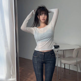 Pliers See-through U-Neck T-Shirt [100% Tencel]