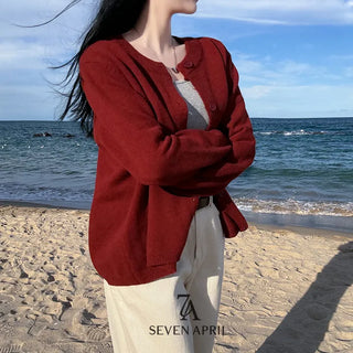 Ribbon Cozy Loose Fit Knit Cardigan -