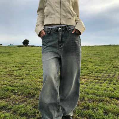 Straight Wash Denim Pants (2 colors)