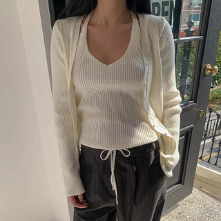 Edio Halter Sleeveless Cardigan Set